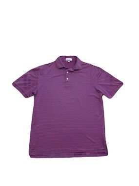 Peter Millar Men's Summer Comfort Polo Golf Shirt Pink/Navy Blue Striped Medium